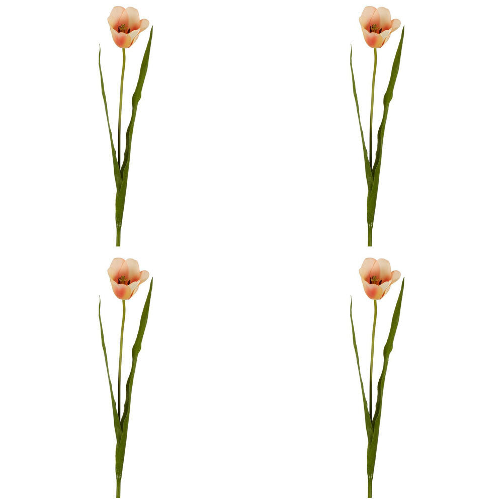 4PK Belle Tulip Real Touch Stem Artificial Flower Plant 73cm - Peach