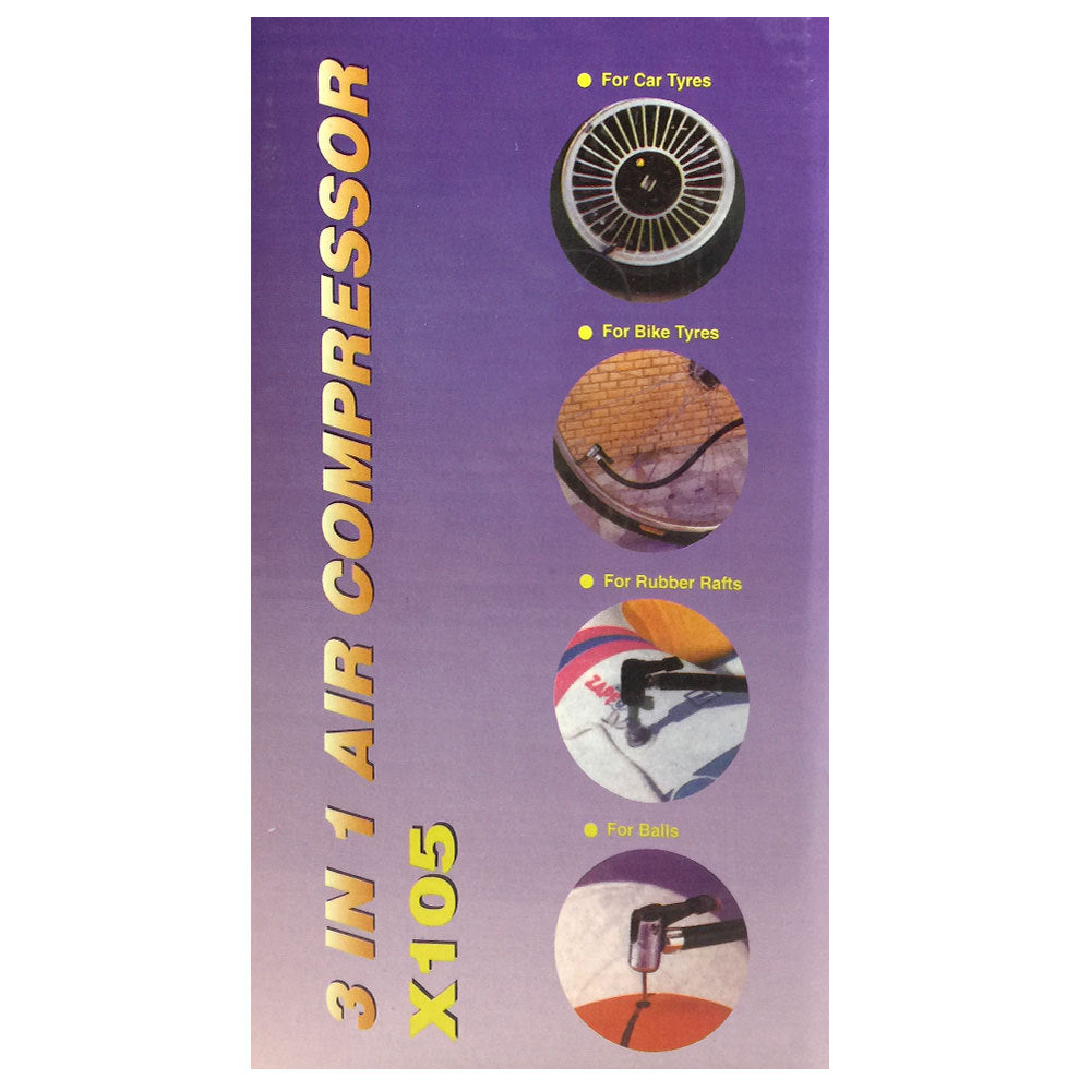 3 in 1 Mini Air Compressor/Pressure Gauge w/ Light Portable 12V Tyre Inflator