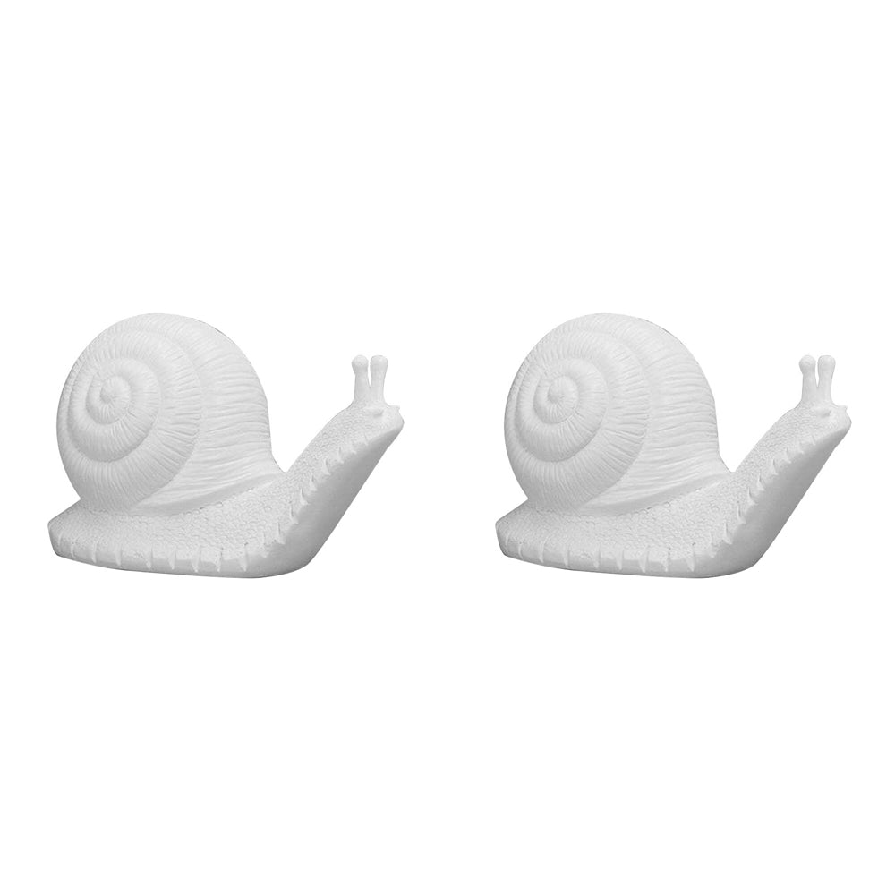 2PK White Moose Resin Table Snail Home/Garden Decor - White