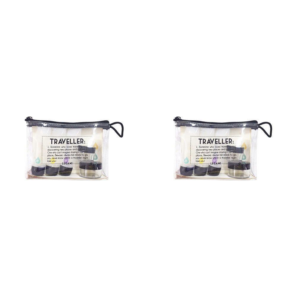 2x 6pc Legami Traveller Toiletries Empty Bottles w/ Pouch Set