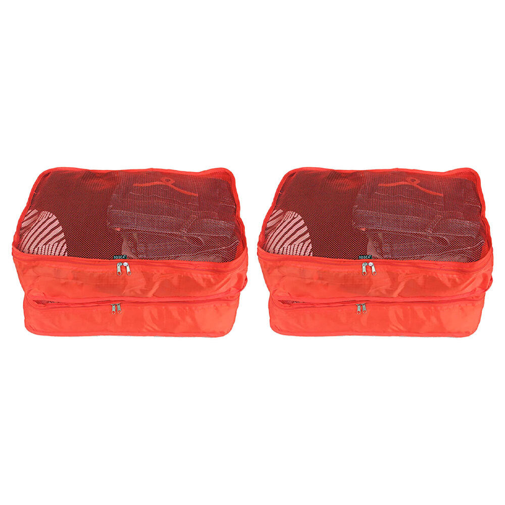 2x 2pc Tosca Travel Packing Cube Storage Bags - Red
