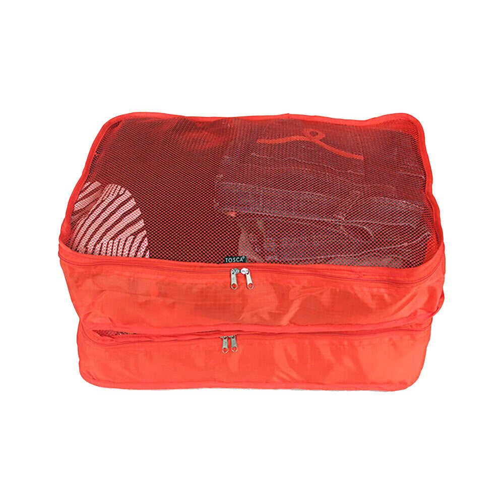 2x 2pc Tosca Travel Packing Cube Storage Bags - Red