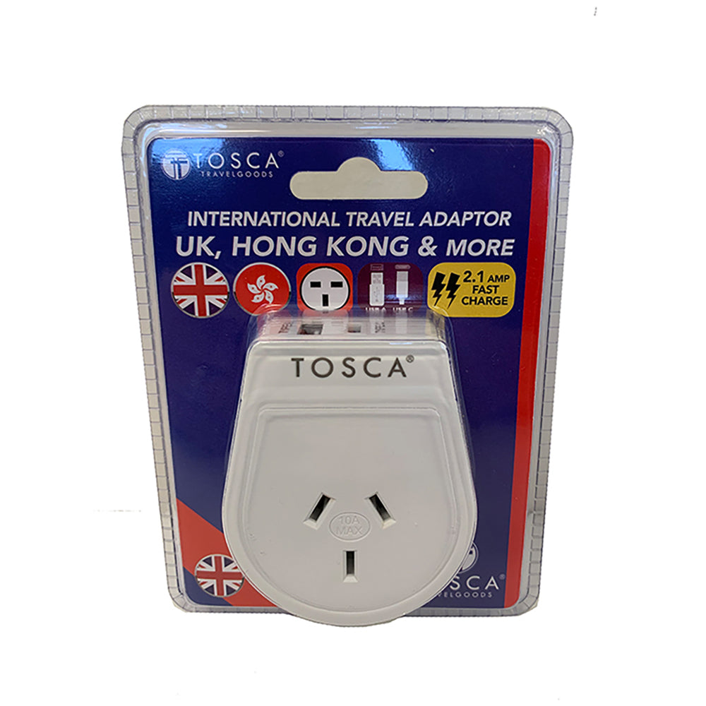 Tosca OB Travel Power Adapter Converter Plug w/ USB A&C - UK/HK