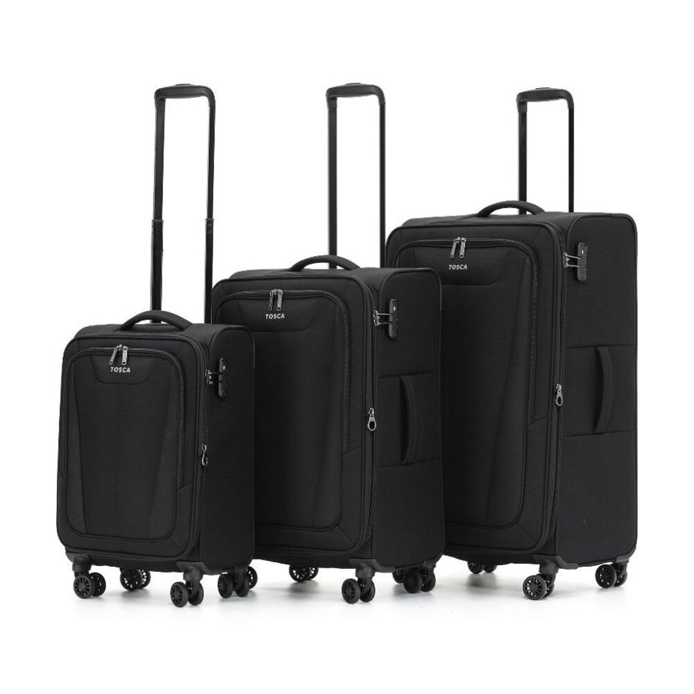 3pc Tosca Altitude Travel Suitcase/Luggage Set W/ Wheels & Lock Black