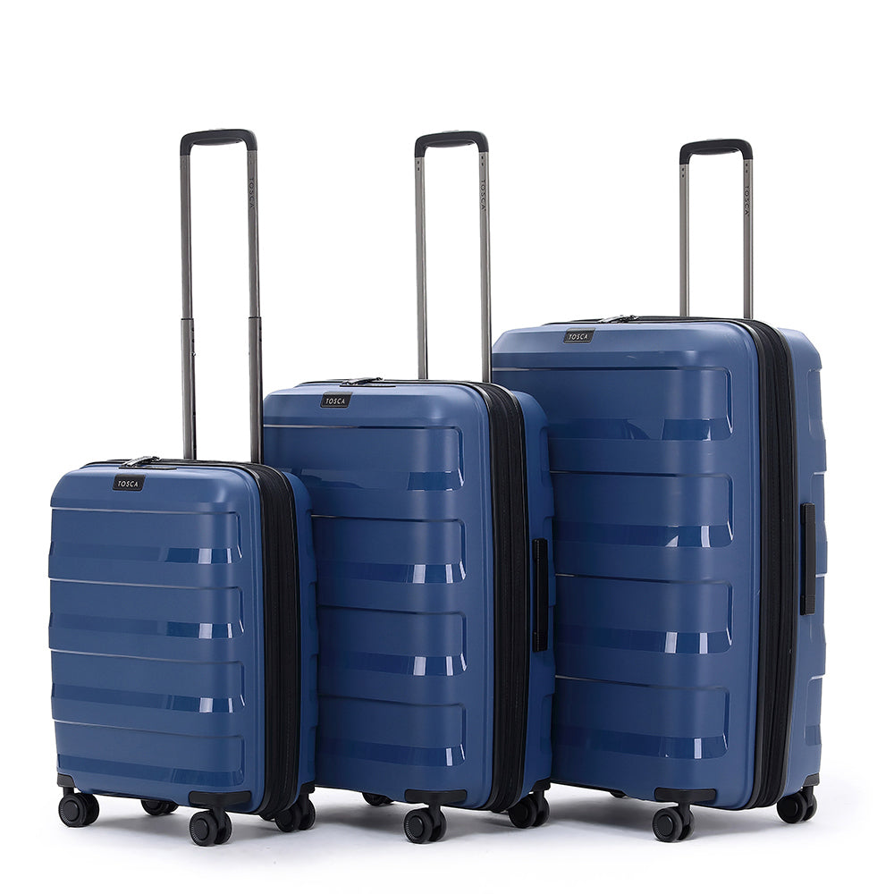 3pc Tosca Comet Wheeled Suitcase Luggage Set - Storm Blue