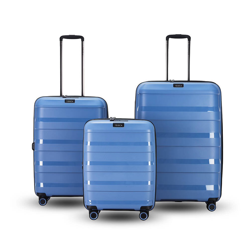 3pc Tosca Comet PP Suitcase Trolley Luggage Set - Infinity Blue