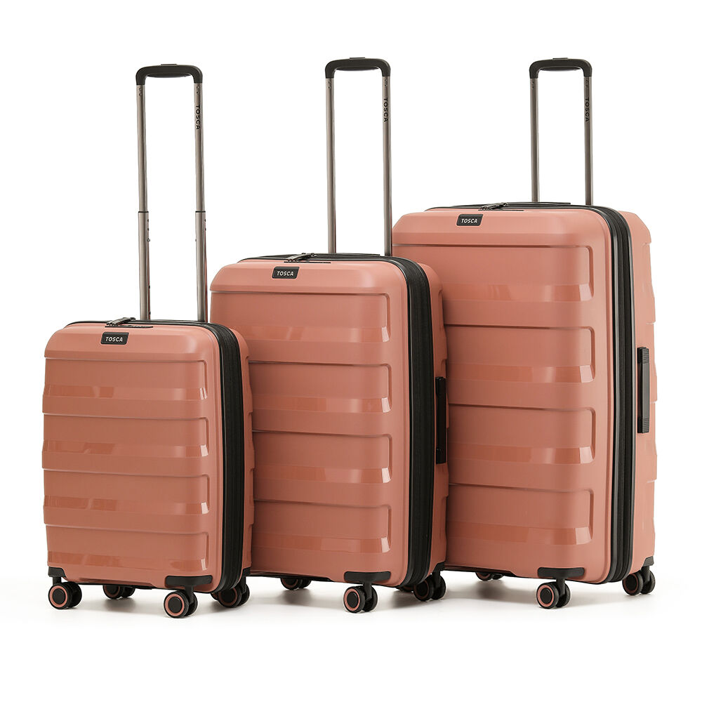 3pc Tosca Comet Polypropylene Hard Shell Luggage/Suitcase Set - Mocha