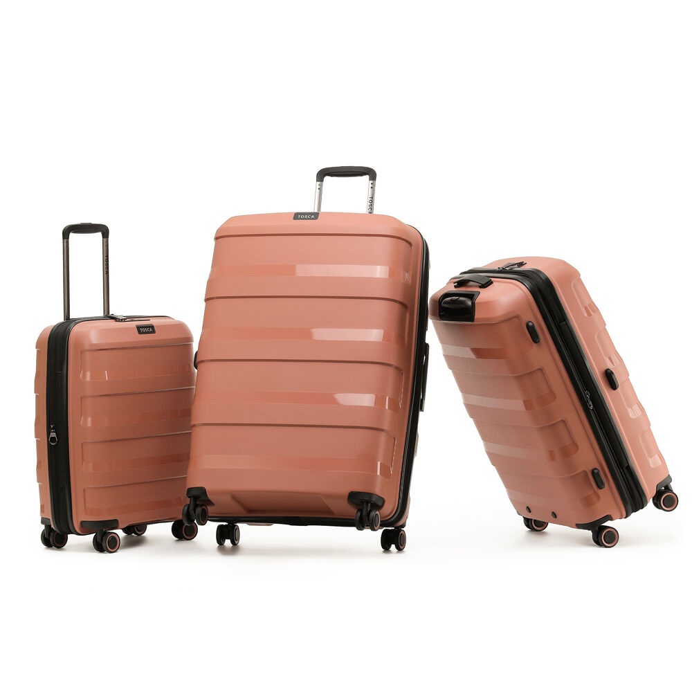 3pc Tosca Comet Polypropylene Hard Shell Luggage/Suitcase Set - Mocha