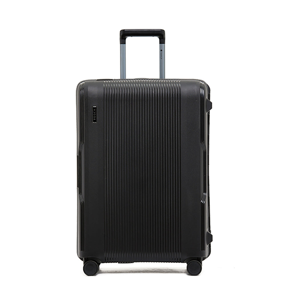 2pc Tosca Knox 25"/29" Checked Trolley Travel Suitcase Luggage - Black