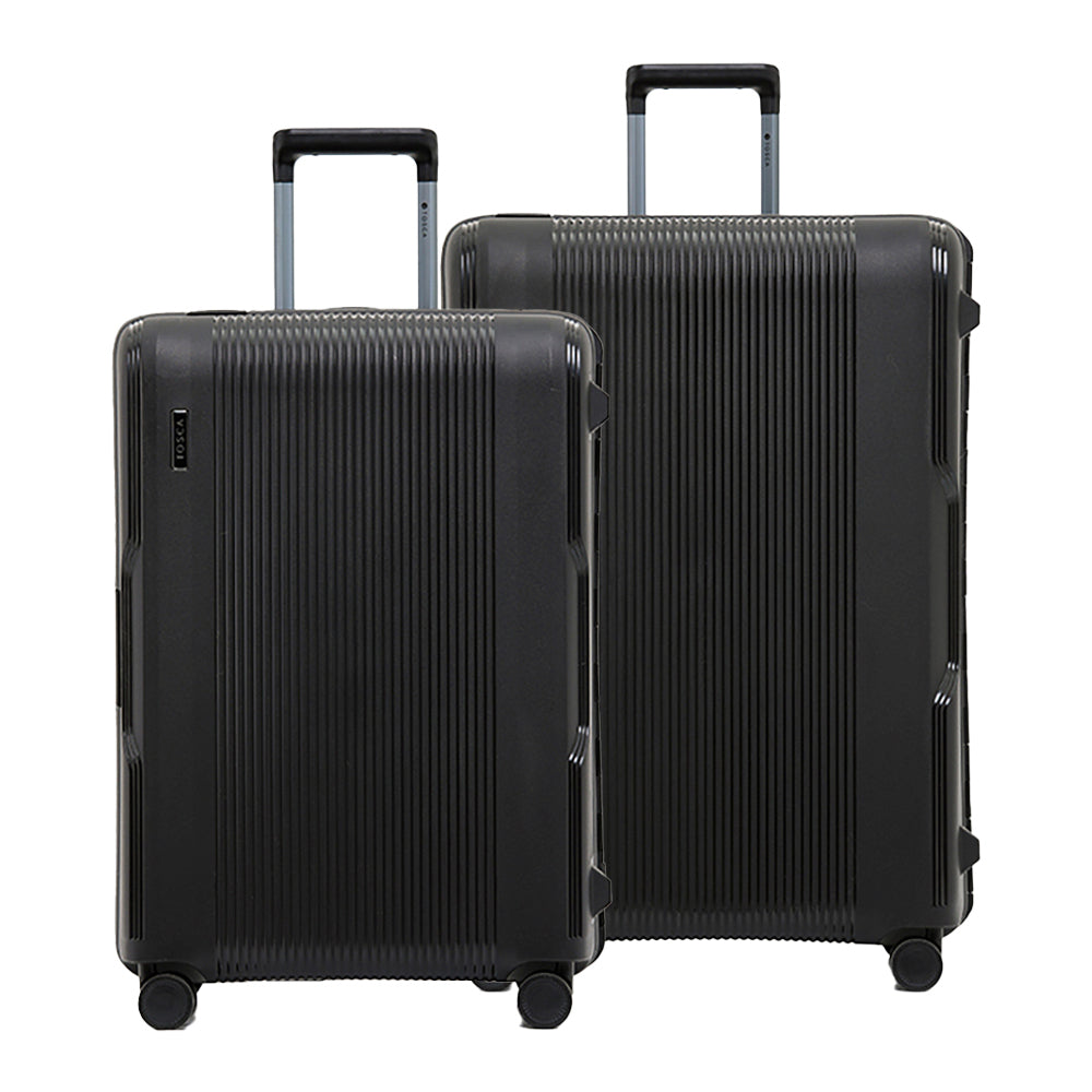 2pc Tosca Knox 25"/29" Checked Trolley Travel Suitcase Luggage - Black