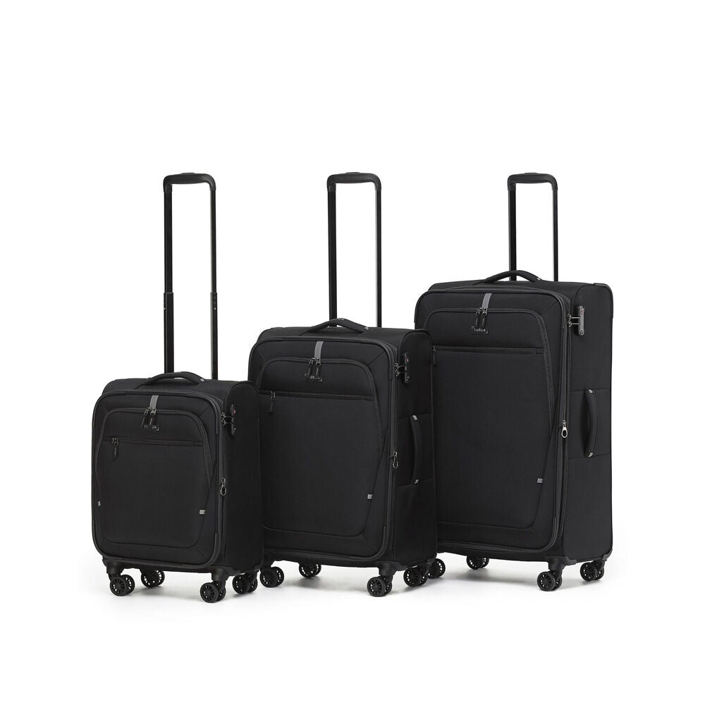 3pc Tosca Luna Lite Troller Travelling Suitcase Luggage Set Black/Grey