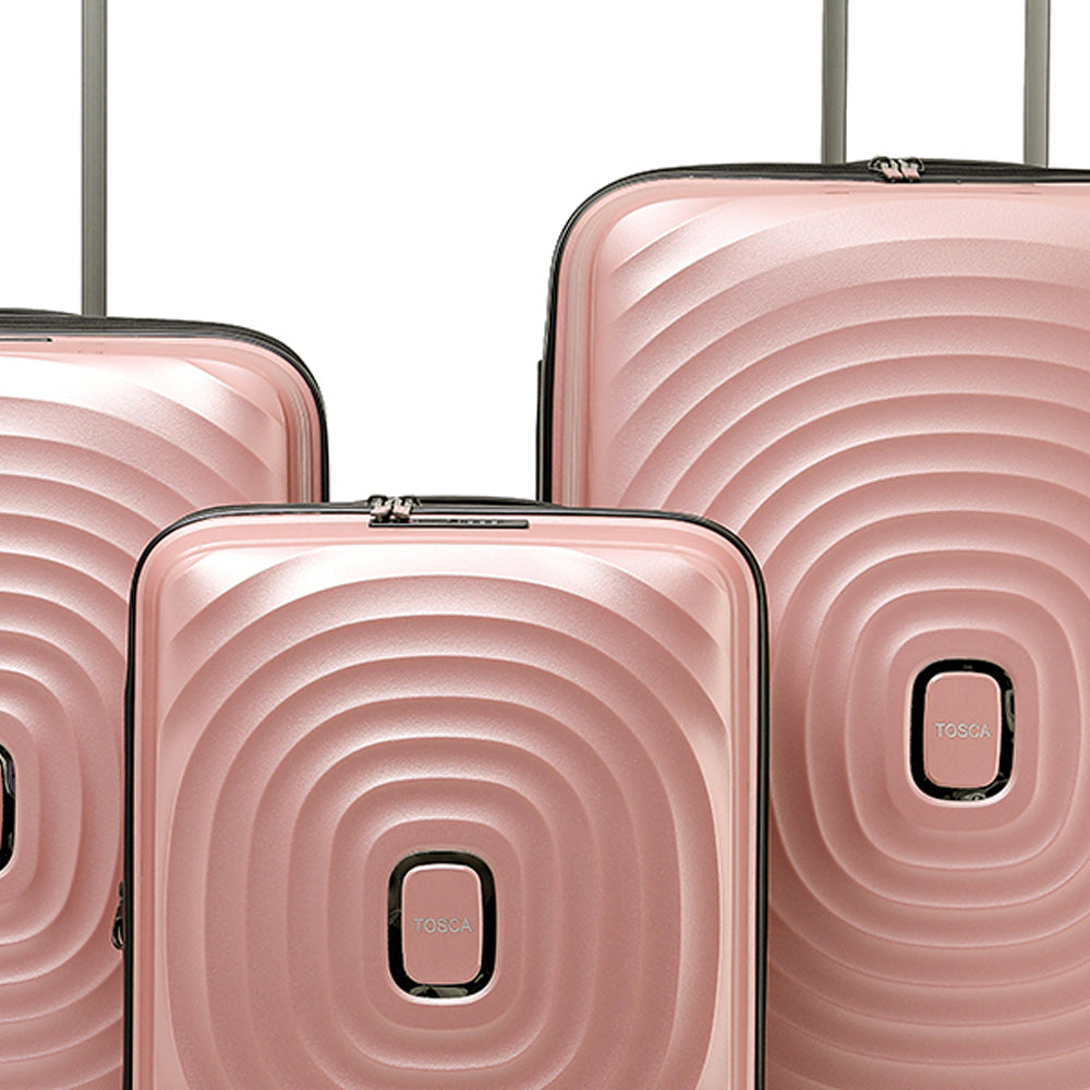 3pc Tosca Eclipse Wheeled Suitcase Luggage Set - Rose Gold