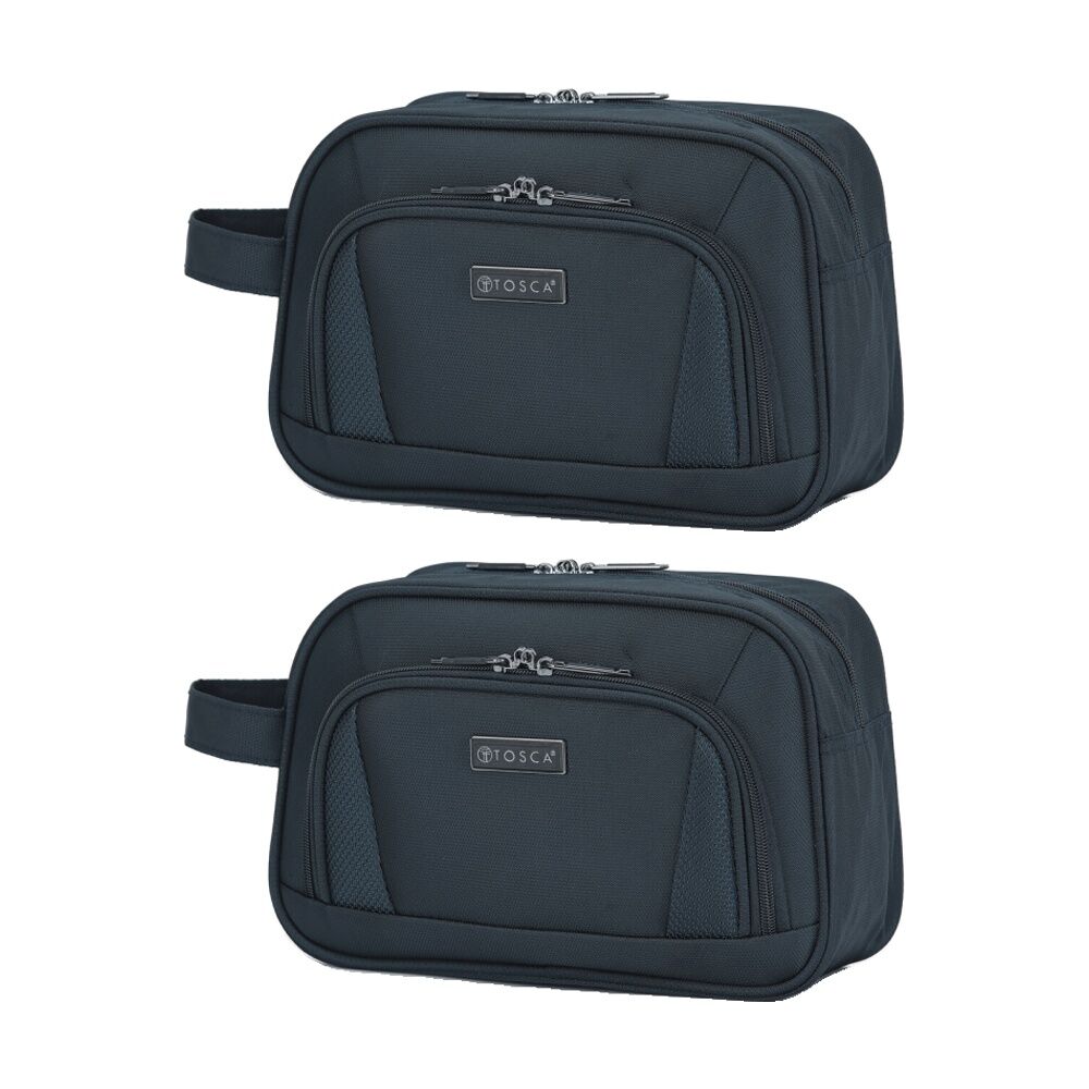 2PK Tosca Oakmont Wetpack Travel Toiletry Pouch/Bag Wash Bag Navy
