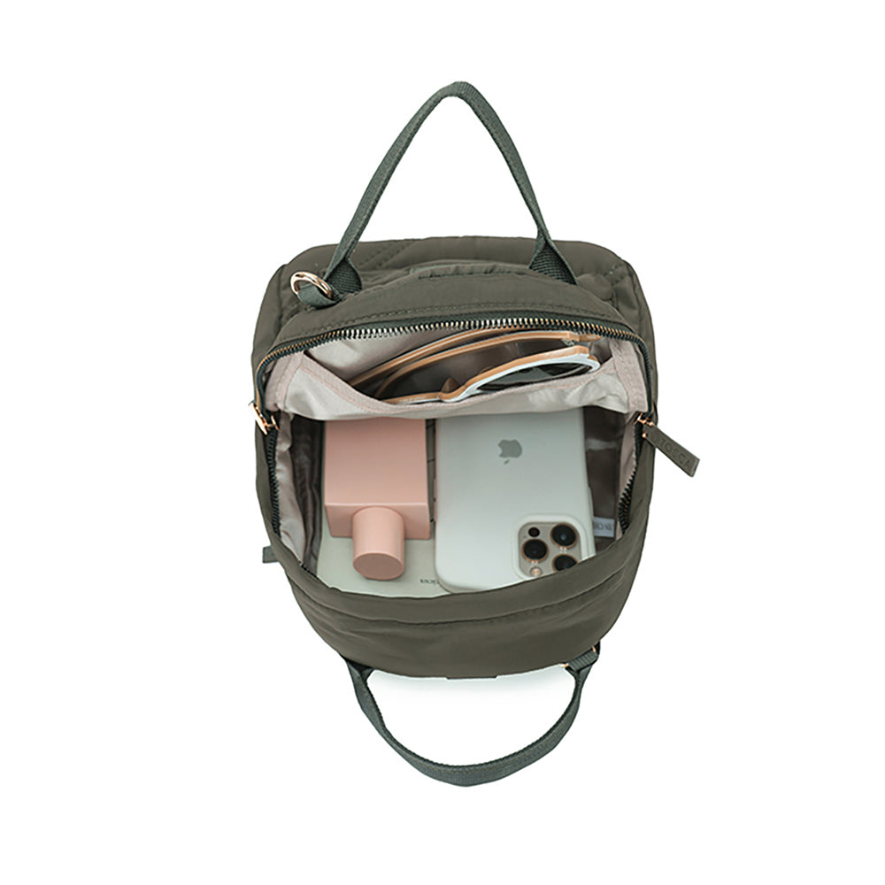 Tosca Mini Utility Compact Carry Bag Khaki Stitch w/Strap Loops