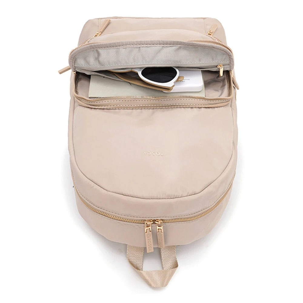 Tosca Zip/Fold Away Weekend Backpack/Shoulder Beige