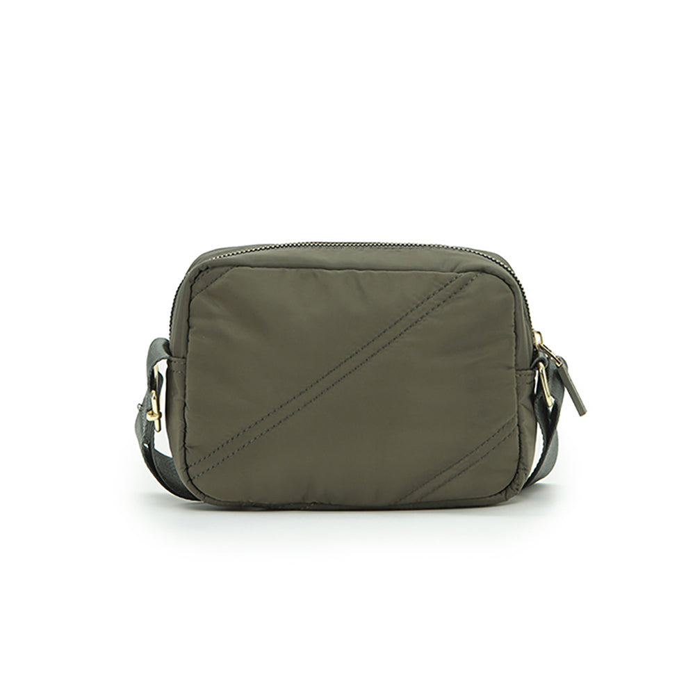 Tosca Vegan Compact Minimalist Shoulder Bag Khaki Stitch