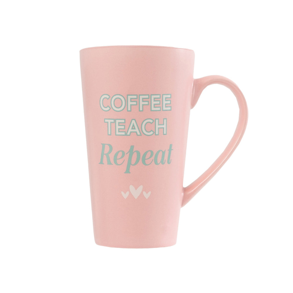 4PK Splosh Teacher Teach Repeat Ceramic Mug w/ Handle 500ml - Pink