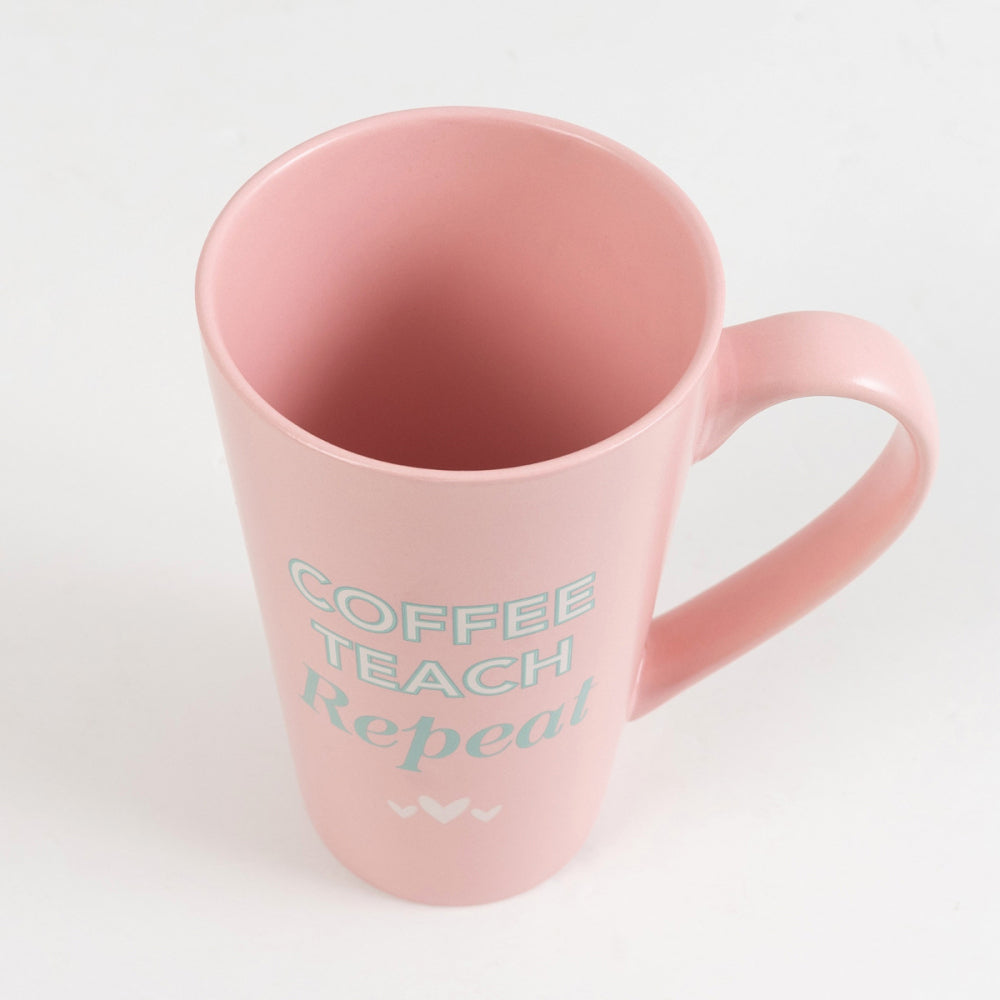 4PK Splosh Teacher Teach Repeat Ceramic Mug w/ Handle 500ml - Pink