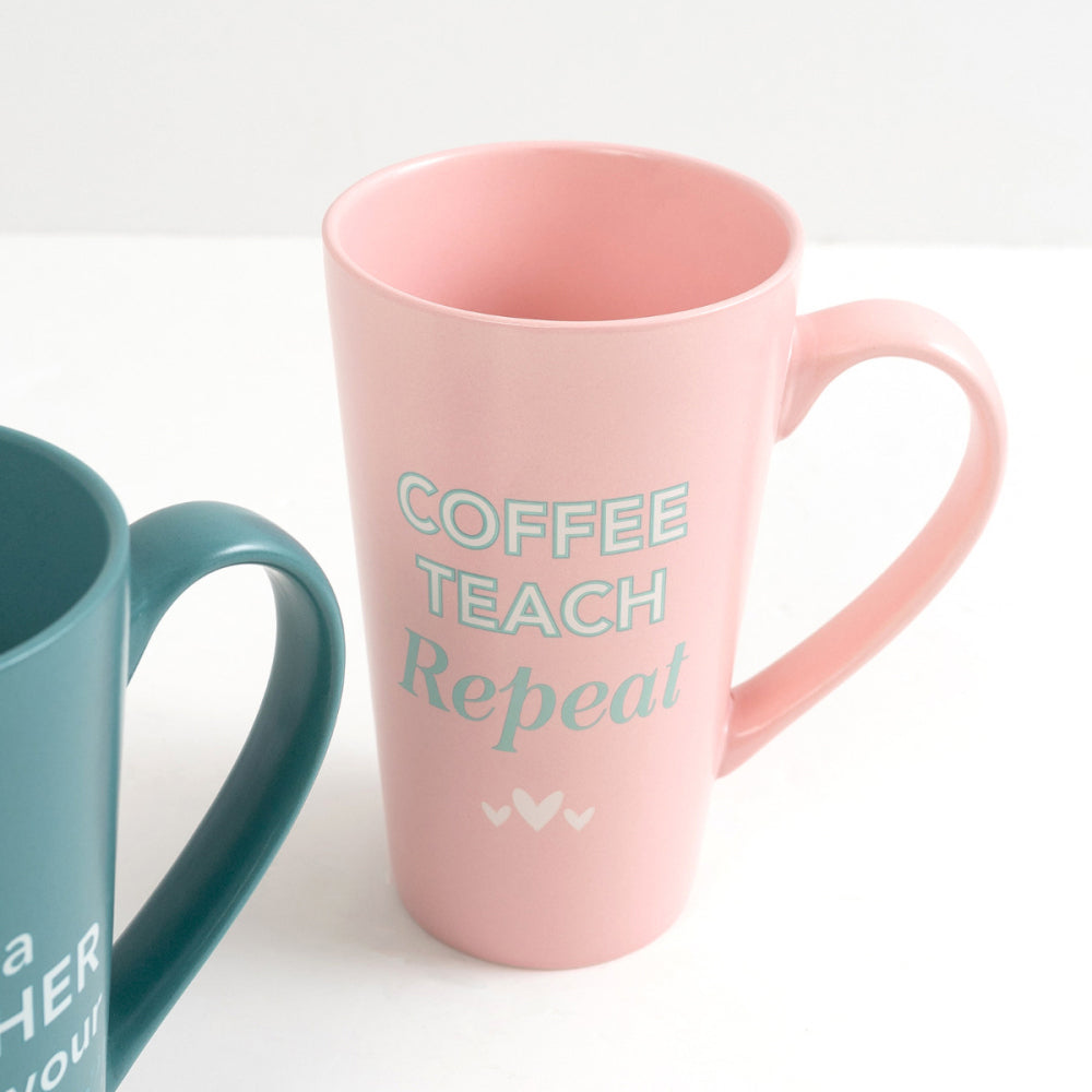 4PK Splosh Teacher Teach Repeat Ceramic Mug w/ Handle 500ml - Pink