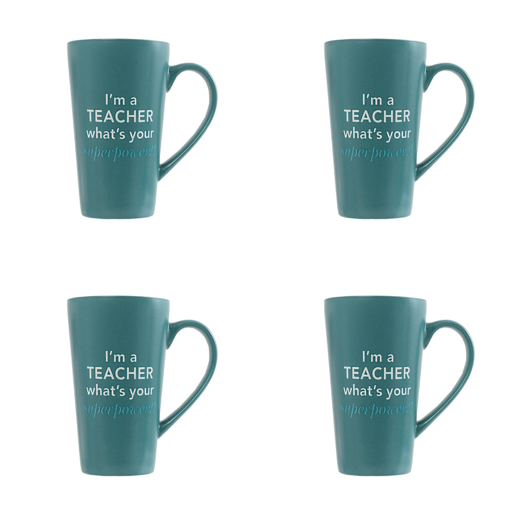 4PK Splosh Teacher Superpower Ceramic Mug w/ Handle 500ml - Teal