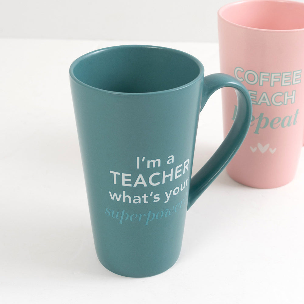 4PK Splosh Teacher Superpower Ceramic Mug w/ Handle 500ml - Teal