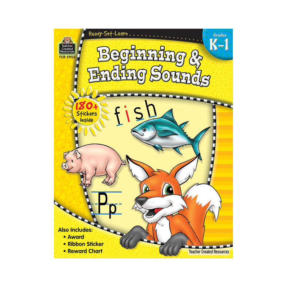 3PK Teacher Created Resources Beginning & Ending Sound Book Set For Grade-K1 4+