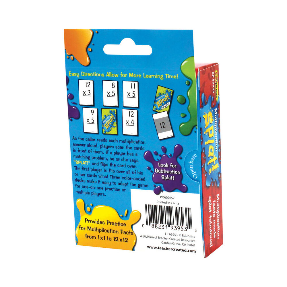 2PK Teacher Created Resources Multiplication Splat Flash Card Game Set 6y+