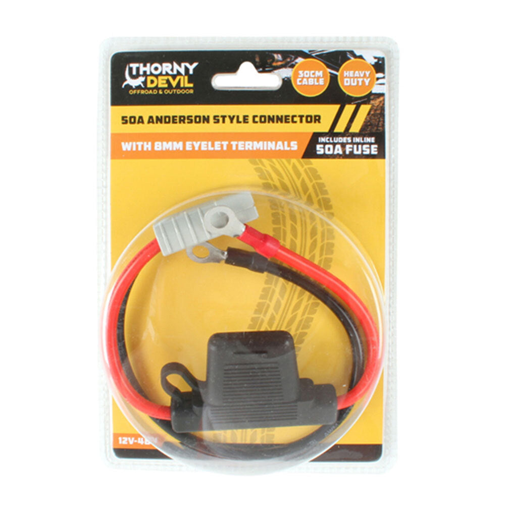 Thorny Devil 50cm/50A 8Awg Anderson Connector w/ 8mm Eyelet Terminals