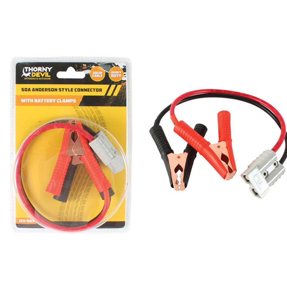 Thorny Devil 30cm/50A 8Awg Anderson Style Connector w/ Battery Clamps