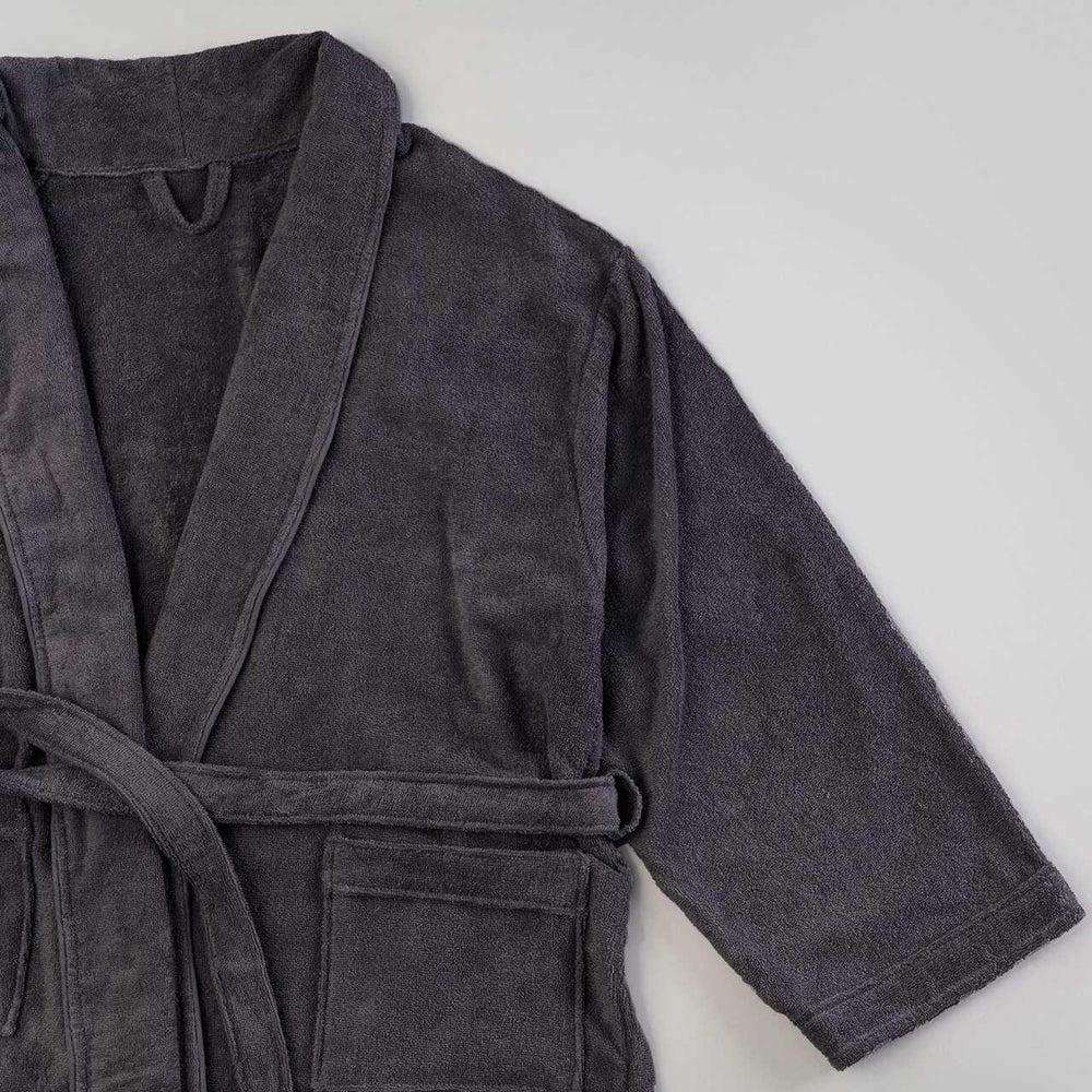 Canningvale Lusso Unisex Cotton Terry Durable Bathrobe - Nero Grey