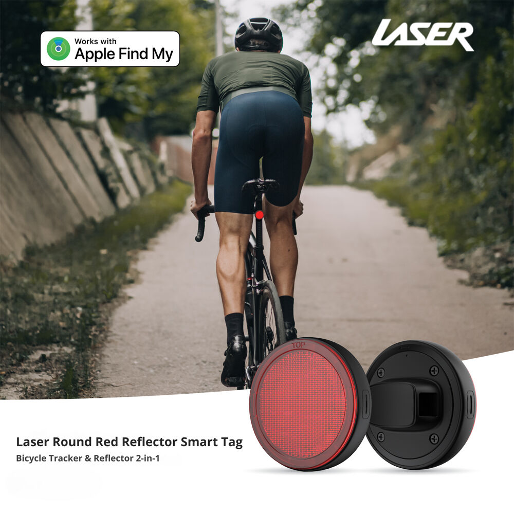 Laser Round Reflector 5V/1A USB-C Smart Tag w/ 8-Pin Find My Tracker For iOS Red