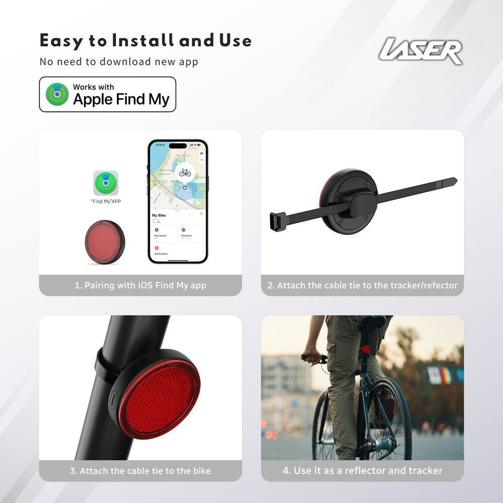Laser Round Reflector 5V/1A USB-C Smart Tag w/ 8-Pin Find My Tracker For iOS Red