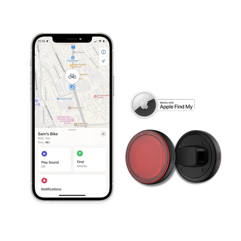 Laser Round Reflector 5V/1A USB-C Smart Tag w/ 8-Pin Find My Tracker For iOS Red