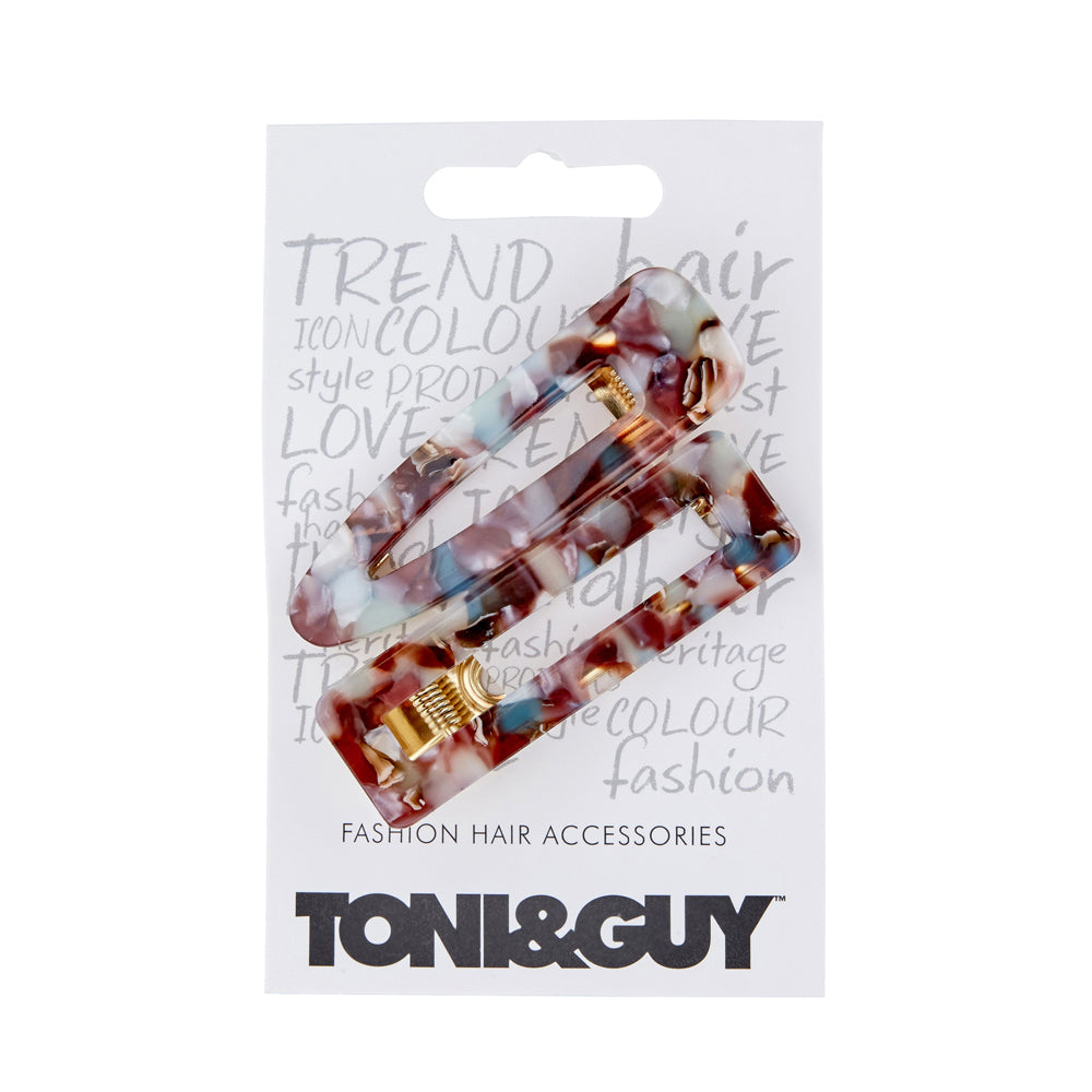 3PK Toni & Guy Acrylic Clips Purple & Tortoise Assortment