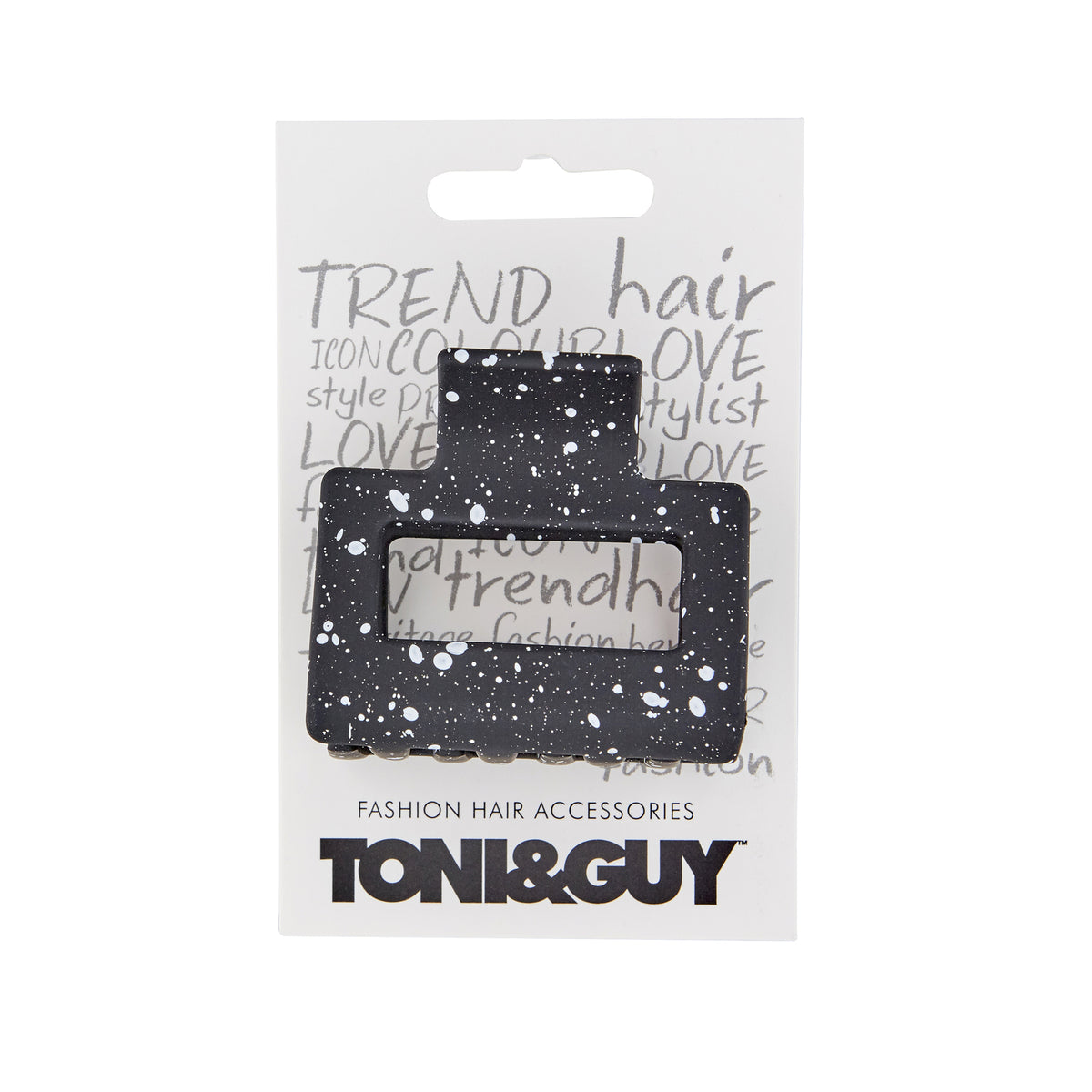 4PK Toni & Guy Square Claw Clip Black Speckle & White Speckle Assorted