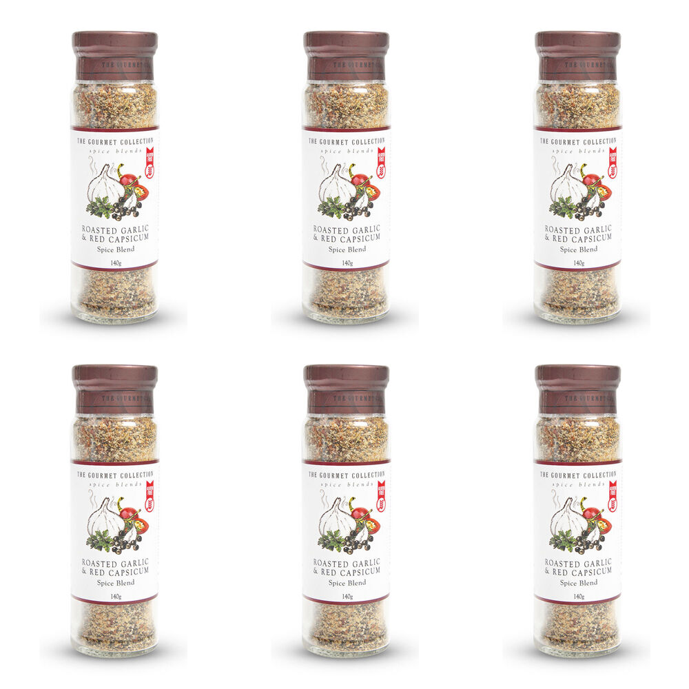 6PK Hot Shots The Gourmet Collection Spice Blend Roast Garlic & Red Capsicum 140g