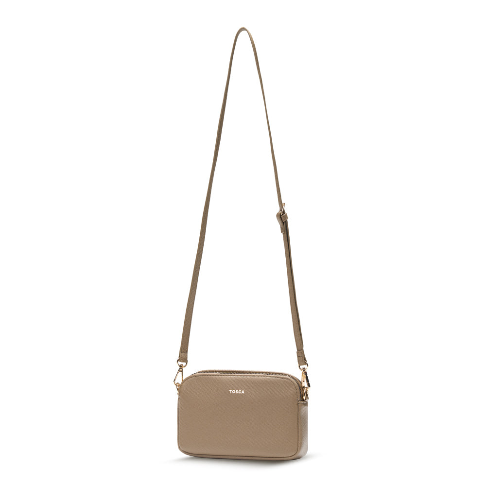 Tosca PU Womens Casual/Formal Crossbody Bag 20x13cm - Taupe