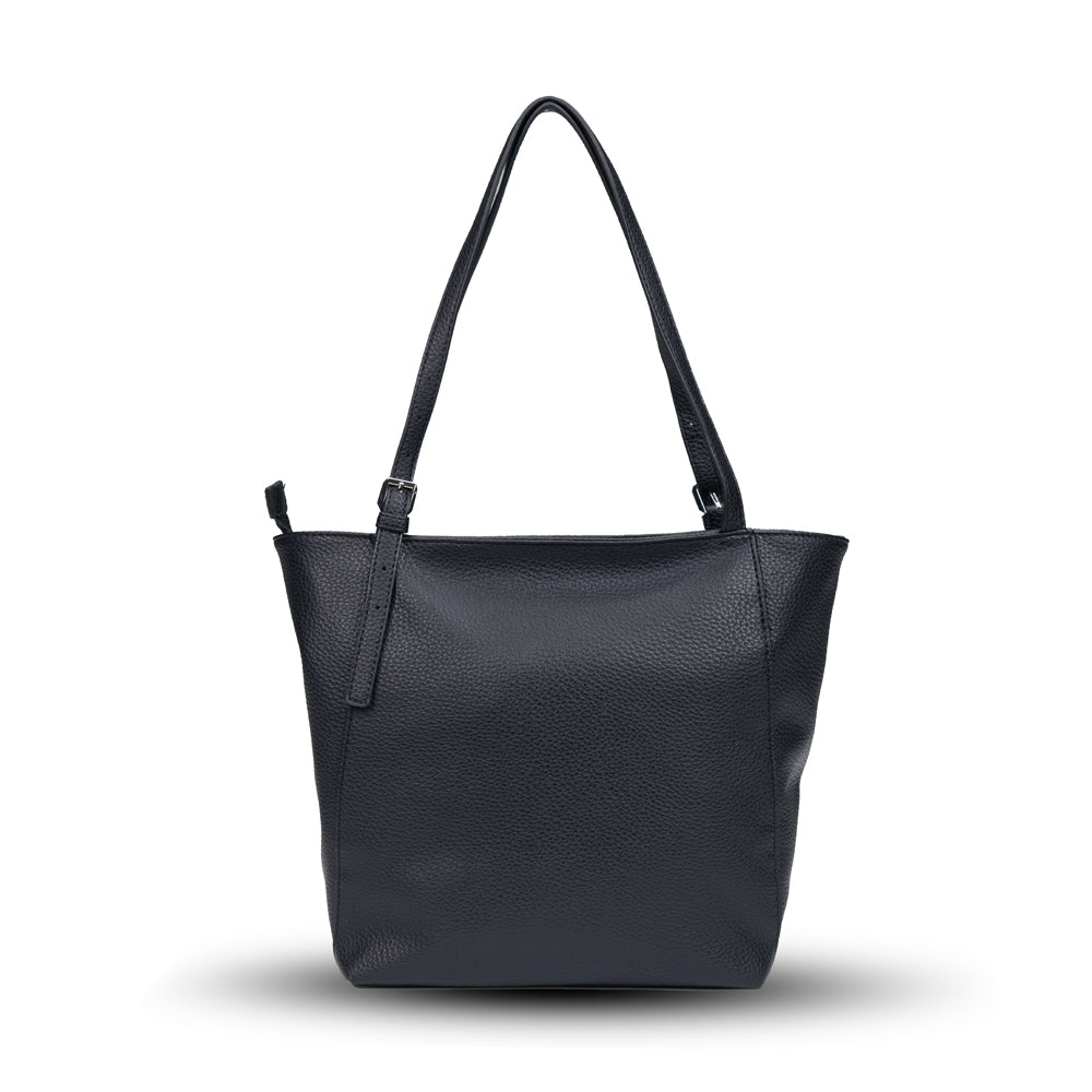 Tosca Womens PU Classic 2-Strap Tote Handbag 30x25cm - Black