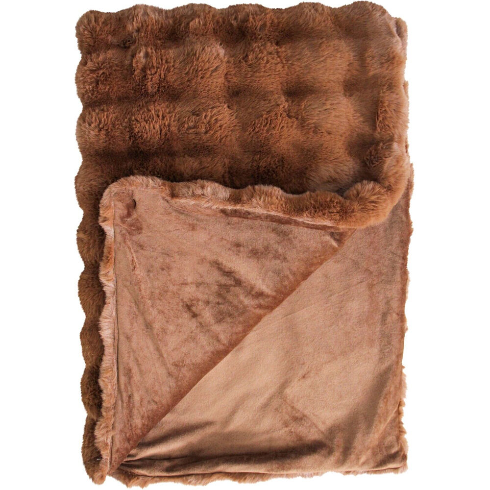 LVD Lux Faux Fur Plush Decorative Blanket Throw 150x200cm Coco Brown