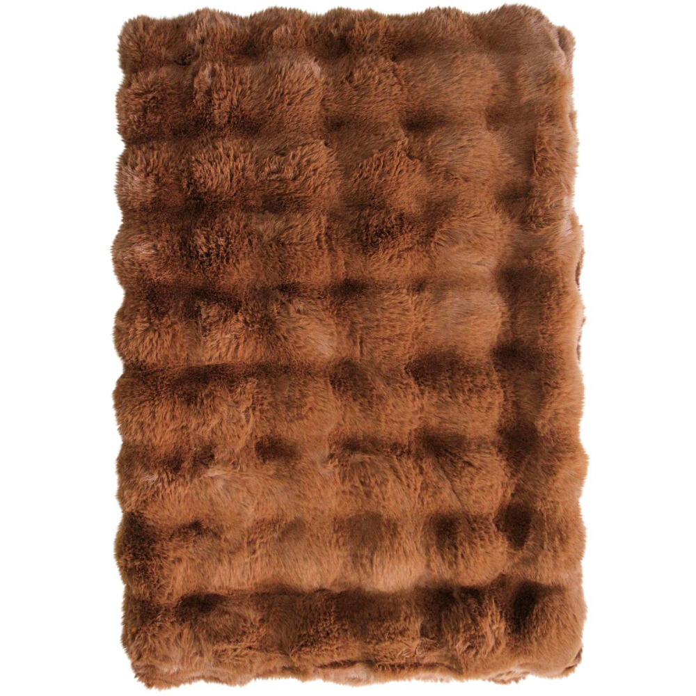 LVD Lux Faux Fur Plush Decorative Blanket Throw 150x200cm Coco Brown