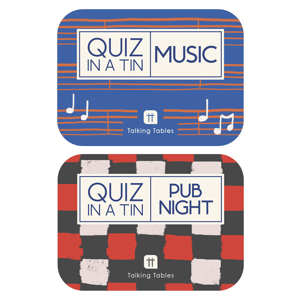 Talking Tables Film Movies/Pub Night Quiz Family Card Game In Tin Combo Set