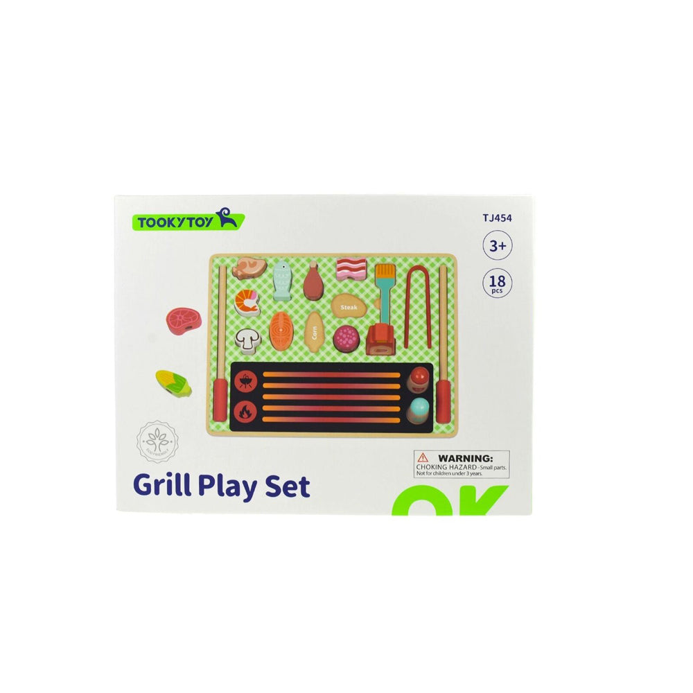 Tooky Toy Grill Play Pretend Wooden Kids/Children Play Set 3y+