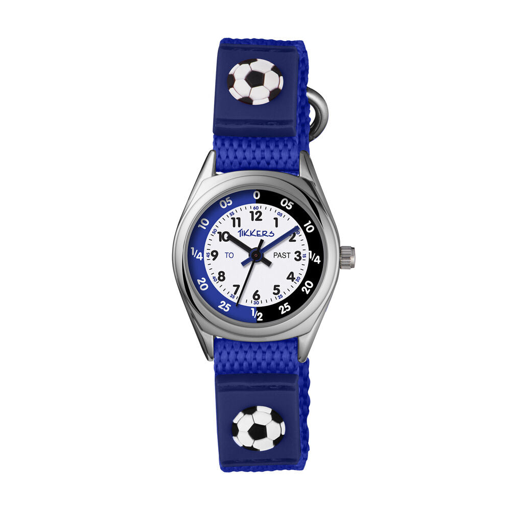 Tikkers Time Teacher Blue Soccer Canvas Watch w/ Silicone Straps - Blue