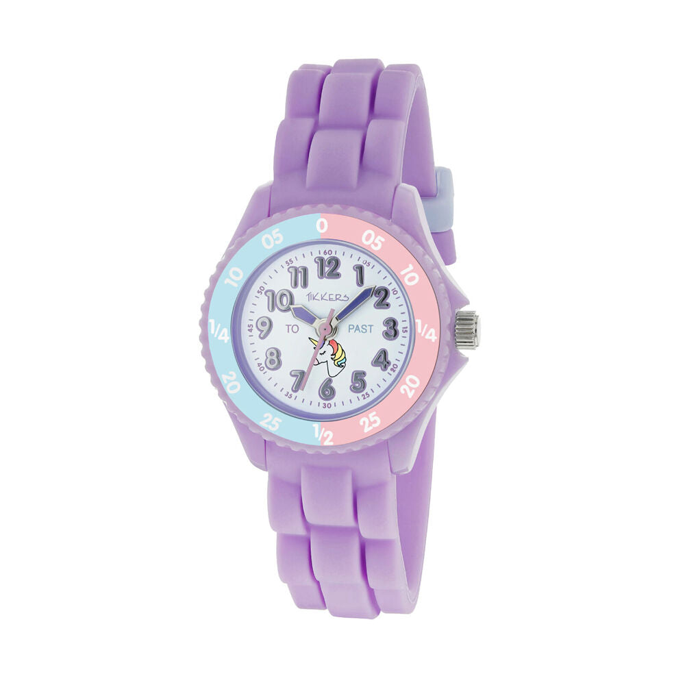 Tikkers Time Teacher Two-Tone Dial Watch w/ Silicone Straps -  Light Purple