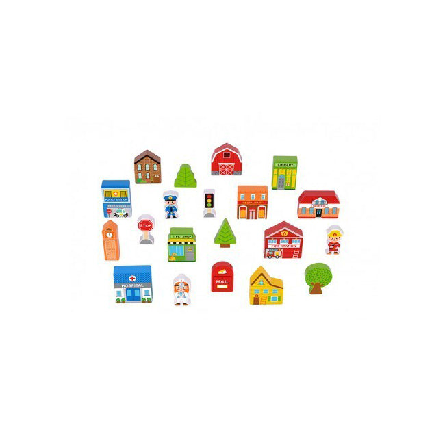 Tooky Toy Town Play Set In Wooden Case
