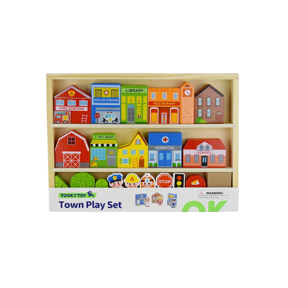 Tooky Toy Town Play Set In Wooden Case