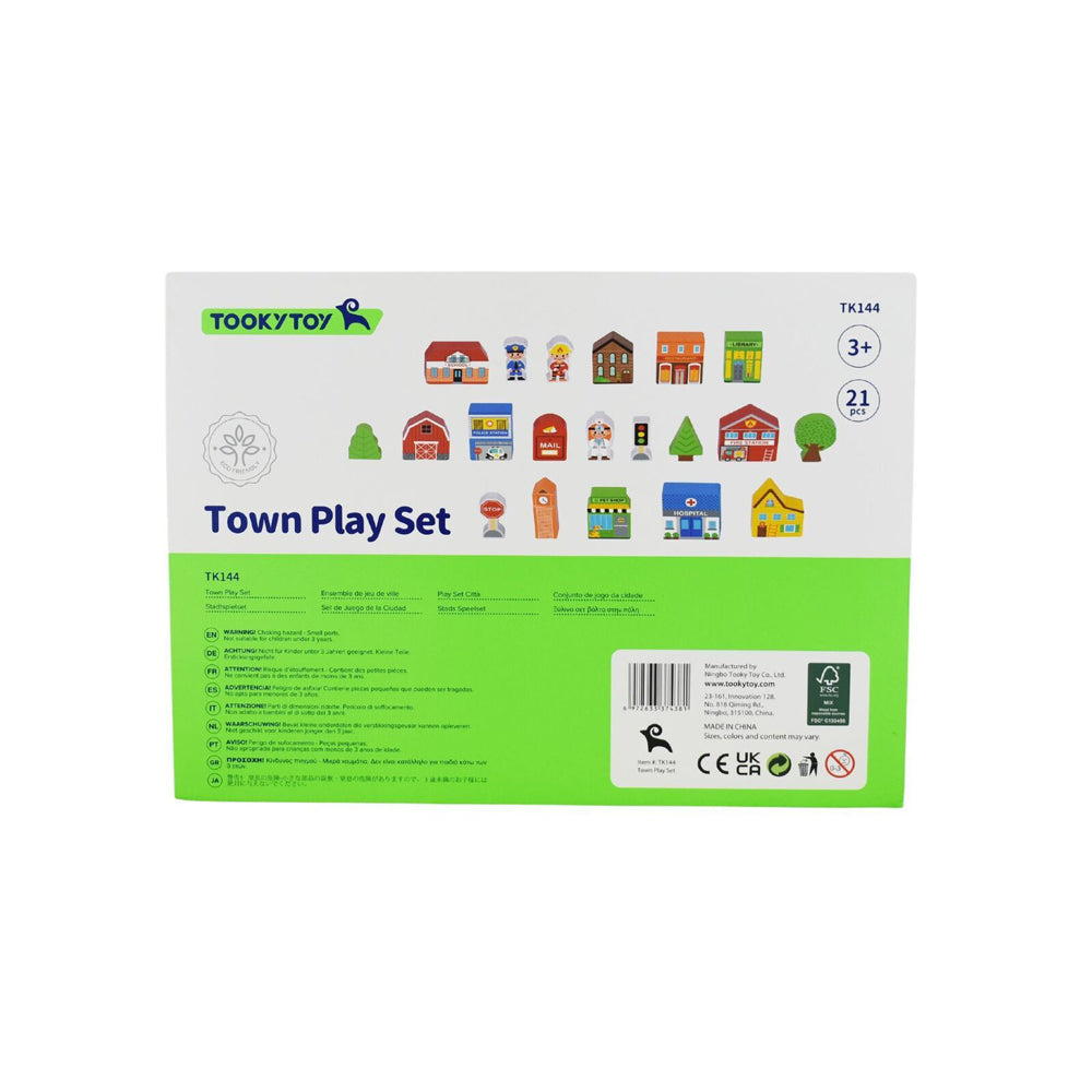 Tooky Toy Town Play Set In Wooden Case