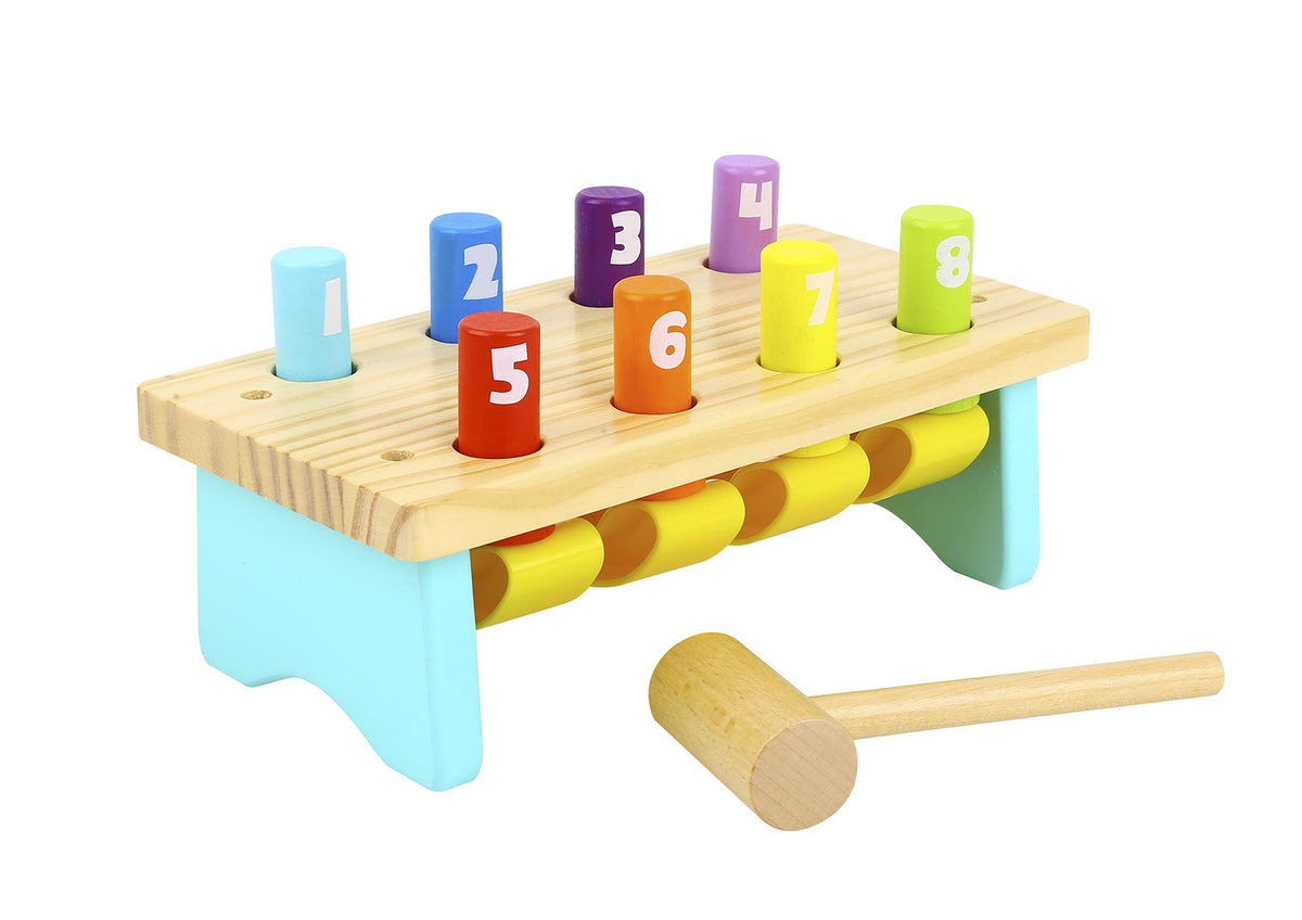 Tooky Toy Wooden Knock Bench With 8 Pins