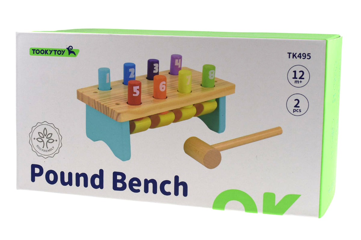 Tooky Toy Wooden Knock Bench With 8 Pins