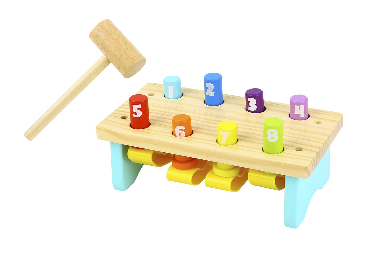 Tooky Toy Wooden Knock Bench With 8 Pins